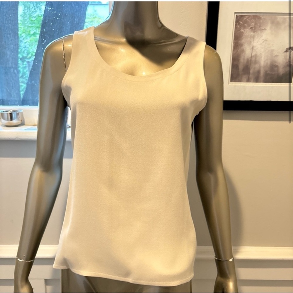 Women's Eileen Fisher BEIGE OFF WHITE CAMI Shell Top Tank Shirt SMALL 100% Silk